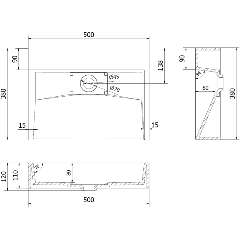Mexen Ava d'uewenopluechte Zéng aus Konglomerat B/O 50 x 38 cm, schwaarz - 23015070