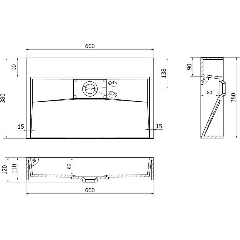 Mexen Ava lavabo de comptoir en conglomérat B/O 60 x 38 cm, blanc - 23016000