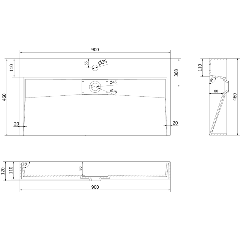 Mexen Ava lavabo de comptoir en conglomérat B/O 90 x 46 cm, blanc - 23019000