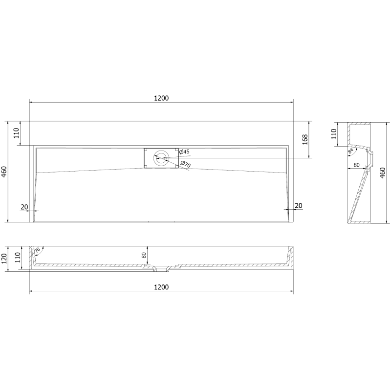 Mexen Ava lavabo sur plan en conglomérat B/O 120 x 46 cm, blanc - 23011200