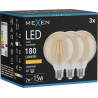 Mexen Vintis 3x LED-filamentlampa E27, G95, 2W, Varm - 2200K, 180 lm, bärnsten - L157-E27-0222-50x03