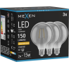 Mexen Vintis 3x LED filament glödlampa E27, G95, 2W, Varm - 2200K, 150 lm, rök - L157-E27-0222-70x03