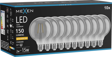 Mexen Vintis 10x Λάμπα φιλμ LED E27, G95, 2W, Ζεστό - 2200K, 150 lm, καπνιστό - L157-E27-0222-70x10