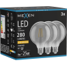 Mexen Vintis 3x Lampadina a filamento LED E27, G95, 4W, Calda - 2200K, 280 lm, fumo - L157-E27-0422-70x03