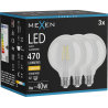 Mexen Vintis 3x LED filamenta spuldze E27, G95, 4W, Silti - 2700K, 470 lm, skaidra - L157-E27-0427-00x03