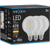 Mexen Vintis 3x LED-filamentlampa E27, G95, 4W, Varm - 2700K, 470 lm, klar - L157-E27-0427-00x03