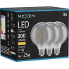 Mexen Vintis 3x Lampadina a filamento LED E27, G95, 4W, Calda - 2700K, 300 lm, fumé - L157-E27-0427-70x03