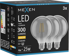 Mexen Vintis 3x LED hõõglamp E27, G95, 4W, Soe - 2700K, 300 lm, suits - L157-E27-0427-70x03