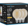 Mexen Vintis 3x LED filament glödlampa E27, G95, 6W, Varm - 2200K, 600 lm, bärnsten - L157-E27-0622-50x03