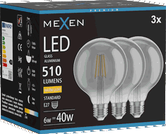 Mexen Vintis 3x LED kvēlspuldze E27, G95, 6W, Silta - 2700K, 510 lm, dūmakains - L157-E27-0627-70x03