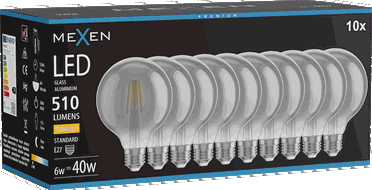 Mexen Vintis 10x LED kvēldiega spuldze E27, G95, 6W, Silta - 2700K, 510 lm, dūmu - L157-E27-0627-70x10