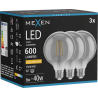 Mexen Vintis 3x Ampoule filament LED E27, G95, 8W, Chaude - 2200K, 600 lm, fumée - L157-E27-0822-70x03