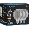Mexen Vintis 3x Bombilla LED de filamento E27, G95, 8W, Cálida - 2700K, 680 lm, humo - L157-E27-0827-70x03