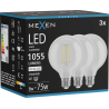 Mexen Vintis 3x Lampadina a filamento LED E27, G95, 8W, Neutro - 4000K, 1055 lm, chiaro - L157-E27-0840-00x03
