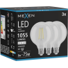 Mexen Vintis 3x LED filamentu spuldze E27, G95, 8W, Neitrāla - 4000K, 1055 lm, caurspīdīga - L157-E27-0840-00x03