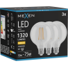 Mexen Vintis 3x LED filamentlampa E27, G95, 10W, Varm - 2700K, 1320 lm, klar - L157-E27-1027-00x03