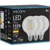 Mexen Vintis 3x LED pavediena spuldze E27, G95, 10W, Silta - 2700K, 1320 lm, caurspīdīgs - L157-E27-1027-00x03