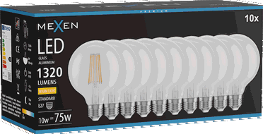 Mexen Vintis 10x LED E27 vītņspuldzes, G95, 10W, Silta - 2700K, 1320 lm, caurspīdīga - L157-E27-1027-00x10