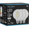 Mexen Vintis 3x LED pavedienu spuldzes E27, G95, 10W, Neitrāla - 4000K, 1320 lm, dzidra - L157-E27-1040-00x03