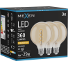 Mexen Vintis 3x lampadina a filamento LED a spirale E27, G95, 4W, Calda - 2200K, 360 lm, ambra - L167-E27-0422-50x03