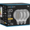 Mexen Vintis 3x filament spiraal LED-lamp E27, G95, 4W, Warm - 2200K, 220 lm, smoke - L167-E27-0422-70x03