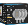 Mexen Vintis 3x LED spiralna žarnica filament E27, G95, 6W, Topla - 2200K, 350 lm, dimljena - L167-E27-0622-70x03