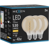 Mexen Vintis 3x Lämmin - 2700K, 530 lm, meripihka, Filamenttikierre LED-lamppu E27, G95, 6W - L167-E27-0627-50x03