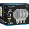 Mexen Vintis 3x LED spuldze ar pavedienu spirāli E27, G95, 6W, Silts - 2700K, 510 lm, dūmaka - L167-E27-0627-70x03