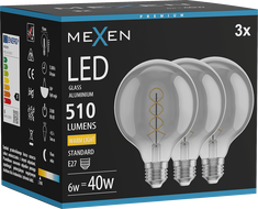 Mexen Vintis 3x LED filamentna žarulja spirala E27, G95, 6W, Toplo - 2700K, 510 lm, dimljena - L167-E27-0627-70x03