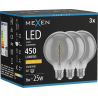 Mexen Vintis 3x LED filament spiral lampa E27, G95, 8W, Varm - 2200K, 450 lm, rökgrå - L167-E27-0822-70x03