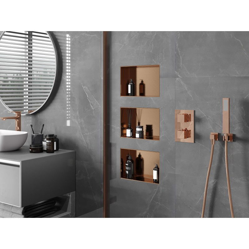 Mexen X-Wall-NR Nischenregal ohne Flansch 30 x 20 cm, gebürstetes Kupfer - 19C1302010