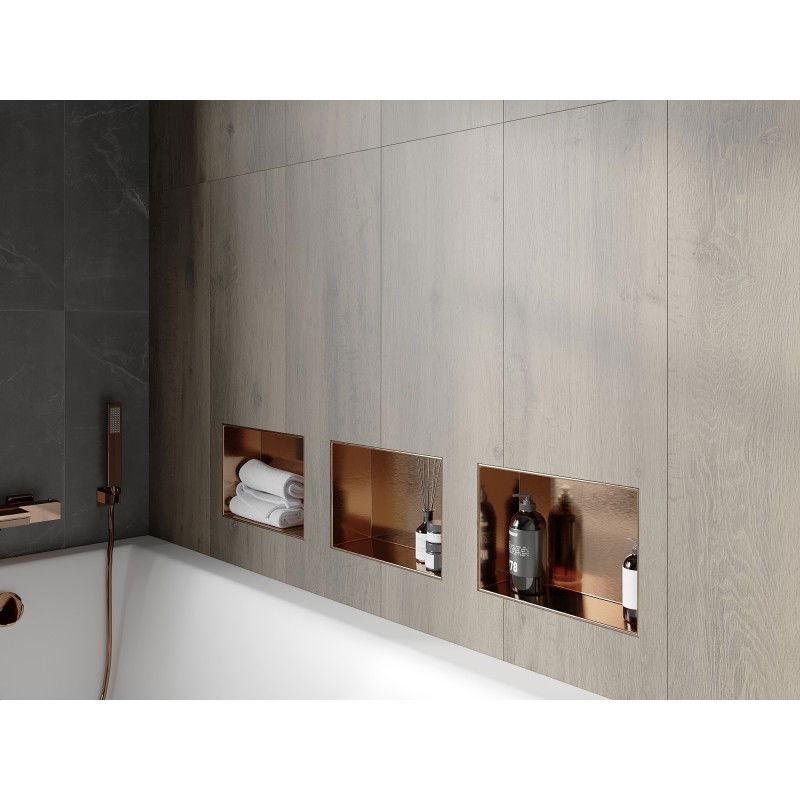 Mexen X-Wall-NR Nischenregal ohne Flansch 30 x 20 cm, gebürstetes Kupfer - 19C1302010