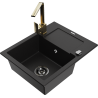 Mexen Enzo fregadero de granito de 1 compartimento con escurridor y grifo de cocina Rita, negro - 6506-77-670300-50-B