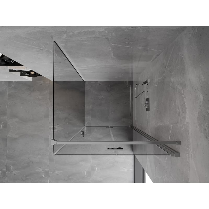 Mexen Mist-F kokkupandav dušinurk parempoolne 80 x 80 cm, läbipaistev, kroom - 8A6T-080-080-01-00-P