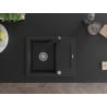Mexen Enzo granite sink 1-bowl with drainer and Rita kitchen tap, black - 6506-77-670300-70