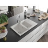 Mexen Gaspar fregadero de granito de 1,5 senos con escurridor y grifo de cocina Rita, blanco - 6507-20-670300-00
