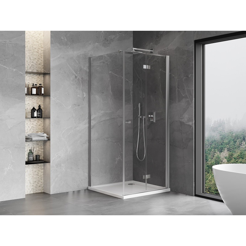 Mexen Mist-F kokkupandav dušinurk parem 110 x 110 cm, läbipaistev, kroom - 8A6T-110-110-01-00-P