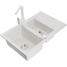 Mexen Gaspar granitische spoelbak 1,5-kamer met afdruiprek en keukenmengkraan Rita, wit - 6507-20-670300-20