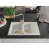 Mexen Gaspar granitische gootsteen 1,5-kamer met afdruiprek en keukenkraan Rita, wit - 6507-20-670300-50