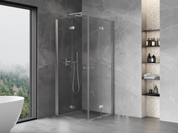 Mexen Mist-F Duo zložljiva tuš kabina 80 x 80 cm, prozorna, krom - 8A6-080L-080P-01-00