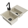 Mexen Gaspar fregadero de granito de 1,5 senos con escurridor y grifo de cocina Rita, beige - 6507-69-670300-70