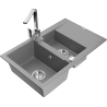 Mexen Gaspar granite sink 1.5-bowl with drainer and kitchen tap Rita, grey - 6507-71-670300-00