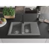 Mexen Gaspar Granitspüle 1,5-Becken mit Abtropffläche und Küchenarmatur Rita, grau - 6507-71-670300-70