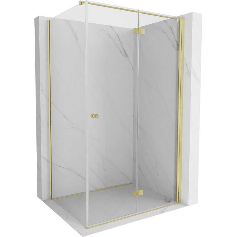 Mexen Mist-F opklapbare douchecabine rechts 80 x 100 cm, transparant, goud geborsteld - 8A6T-080-100-55-00-P