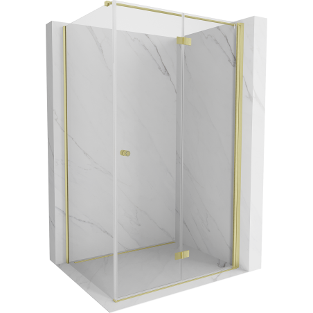 Mexen Mist-F fällbar duschkabin höger 80 x 100 cm, transparent, borstad guld - 8A6T-080-100-55-00-P