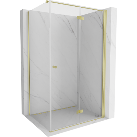 Mexen Mist-F opklapbare douchecabine rechts 80 x 100 cm, transparant, goud geborsteld - 8A6T-080-100-55-00-P