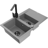 Mexen Gaspar fregadero de granito de 1,5 cubetas con escurridor y grifo de cocina Rita, gris - 6507-71-670300-70-B