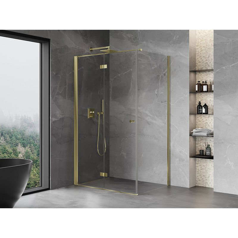 Mexen Mist-F cabina de ducha plegable izquierda 95 x 80 cm, transparente, dorado - 8A6T-095-080-50-00-L