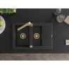 Mexen Gaspar 1,5-komorige granieten spoelbak met afdruiprek en keukenkraan Rita, zwart/zilver metallic - 6507-73-670300-50
