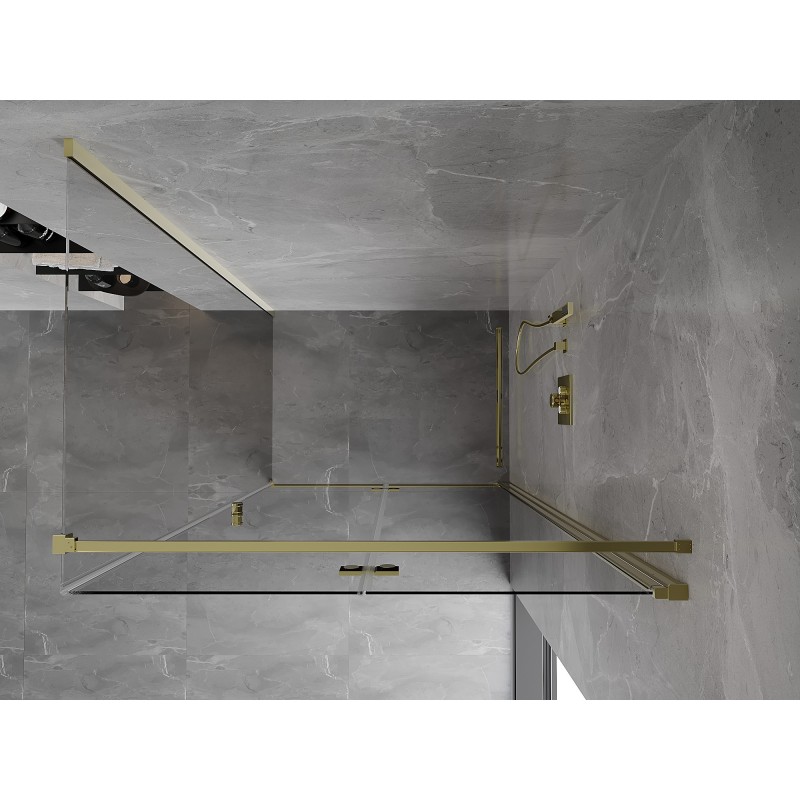 Mexen Mist-F folding shower enclosure right 70 x 110 cm, transparent, gold - 8A6T-070-110-50-00-P